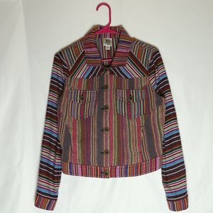 Ivy Jane Jacket Womens S Colorful Striped Button Up Long Sleeve Top